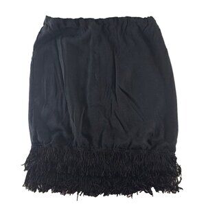 Women's Vintage Skirt Mini Black 2 Tier Fringe 1970s Cutter Craft DIY Material M